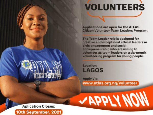 Atlas Citizen Volunteer Team Leader Program 2021 for Young People in Lagos, Nigeria.